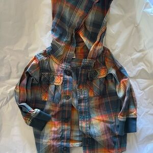 Tea Collection Plaid Button Hoodie